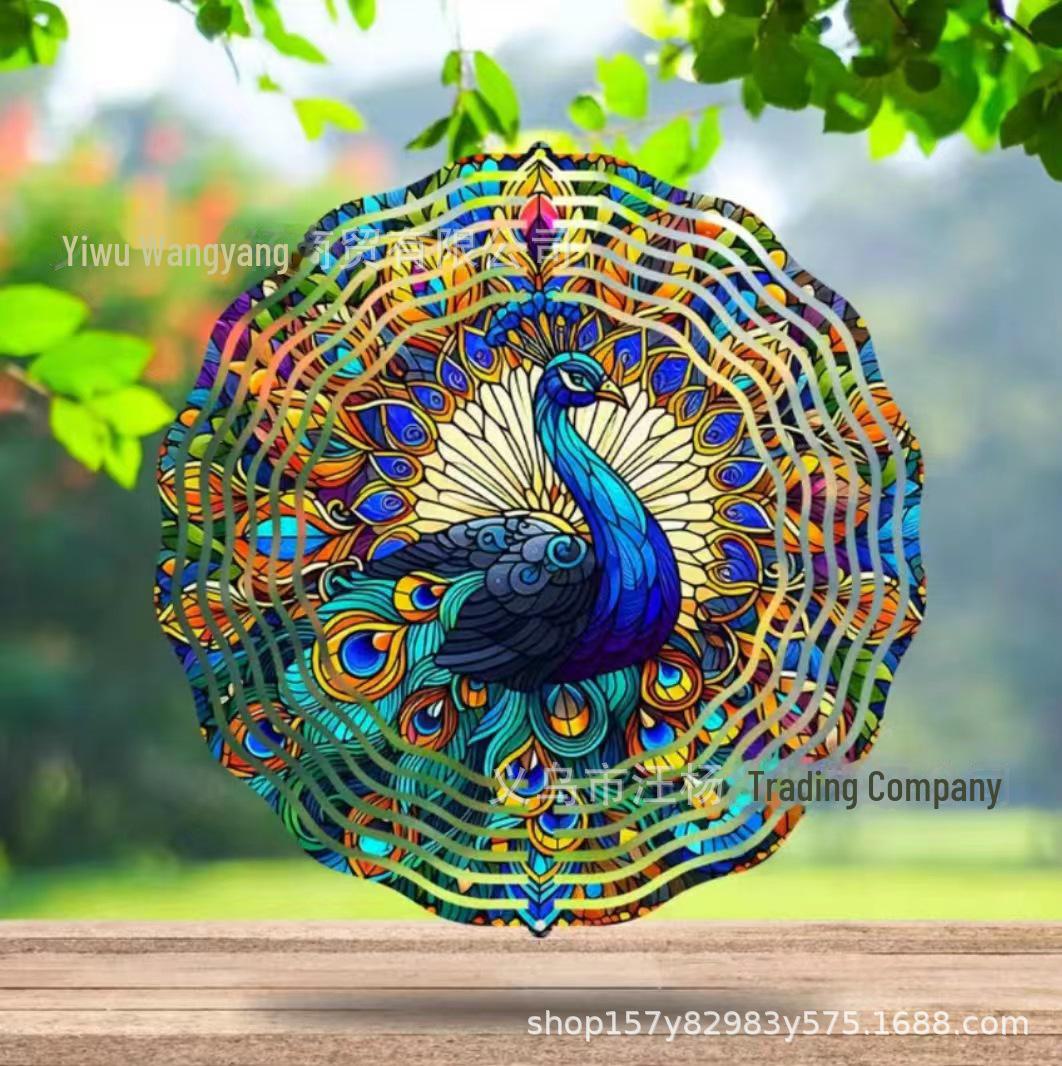 

3D Павлин ветряная музыка: Элегантное наружное металлическое украшение для сада