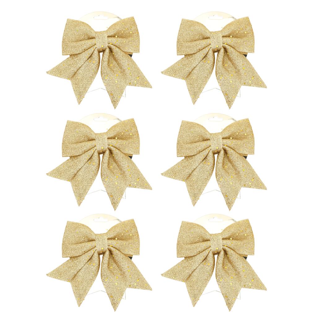 6pcs Glitter Bow Ornaments Multifuntional Party Accessories Xmas Decorative Glitter Ties for Valentine Day Wedding