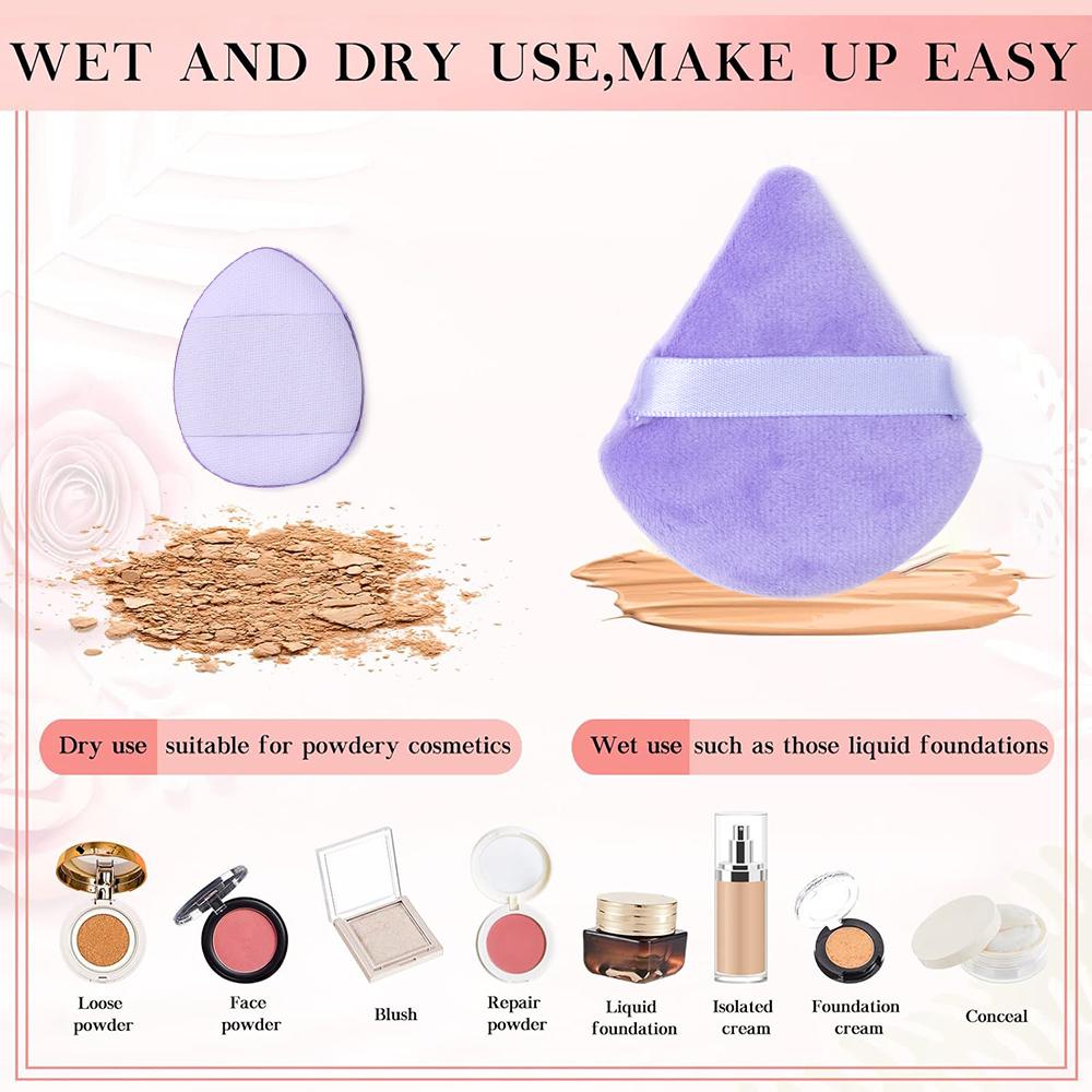 12pcs Facial Cleanser Can Be Reused, Made Of Soft And Skin Friendly Sponge Material Makeup Puff Mini Triangle Puff Plush Powder
