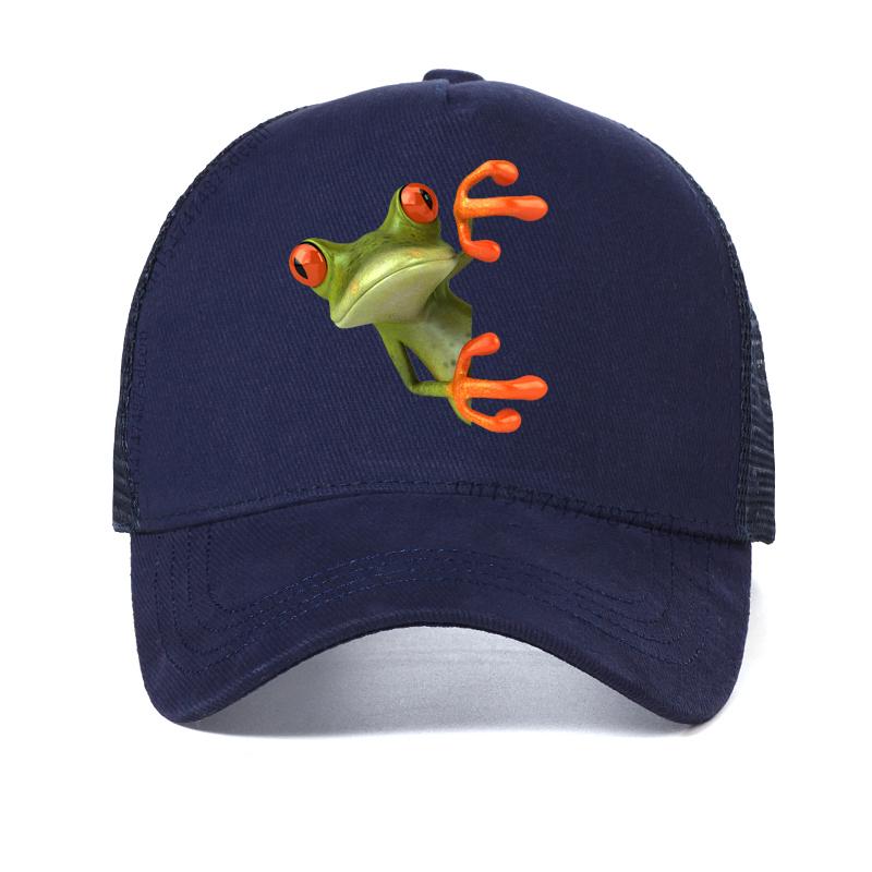 

Summer Cap Sun Visor hat 3D printing Man I Love Frogs Hip Hop Caps Outdoor Snapback hats Adjustable Mesh Baseball Cap Adjustable темно-синього кольору