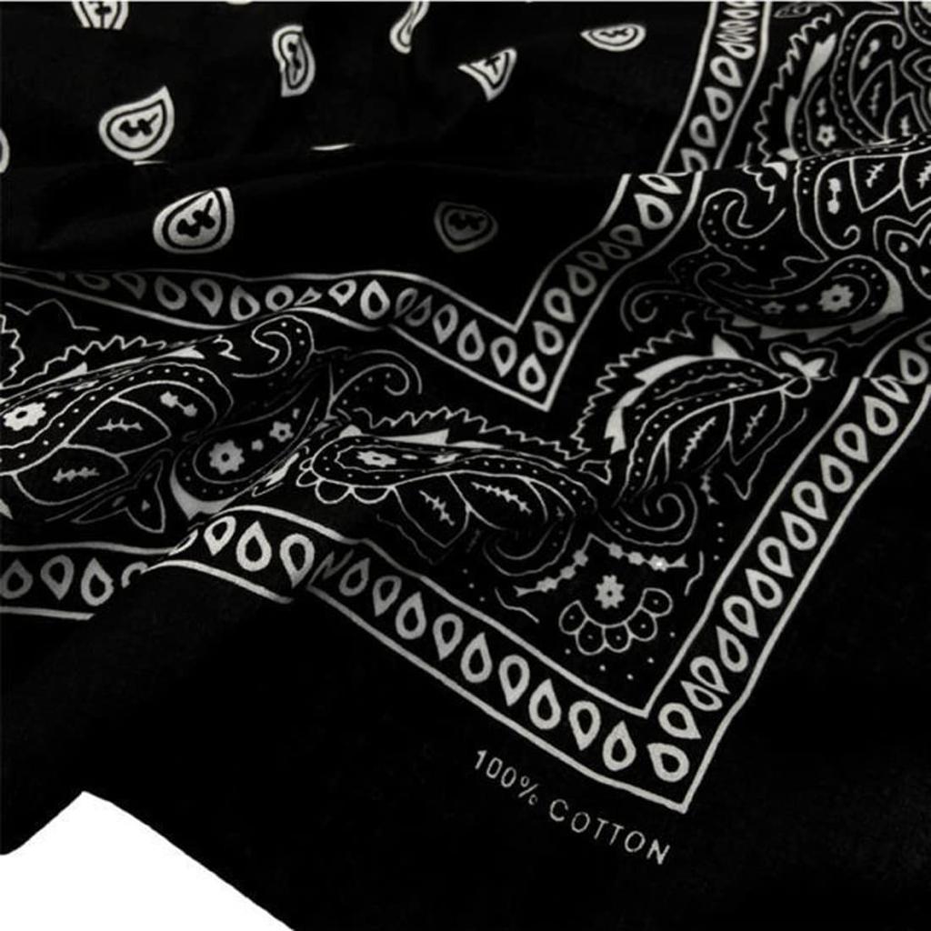 Trifong Bandana black handkerchief unisex bandana 100% cotton cotton cashew paisley men's black 55cm x 55cm KC-D