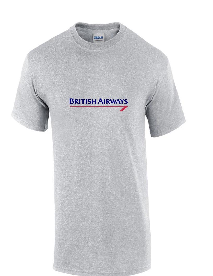 British Airways Vintage Blue Red Logo England Airline Sport Gray Cotton T-Shirt 3XL