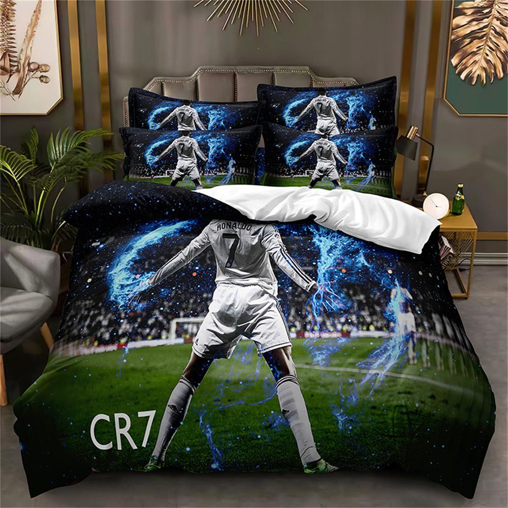 3 Pcs Quilt Cover Duvet Cover Set with Zipper Closure Cri-stiano Ronaldo Bedding Set 1 Duvet Cover and 2 Pillow Shams