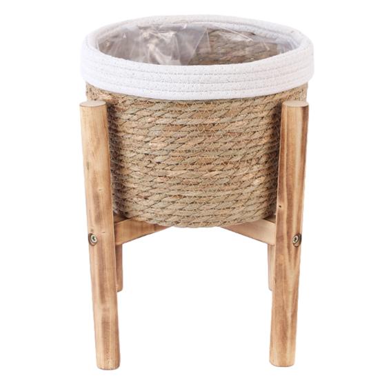 Floor Flower Stand, Heavy Pots Stable Rattan Basket, Smooth Surface Flower Stand for Indoor Outdoor Balcony