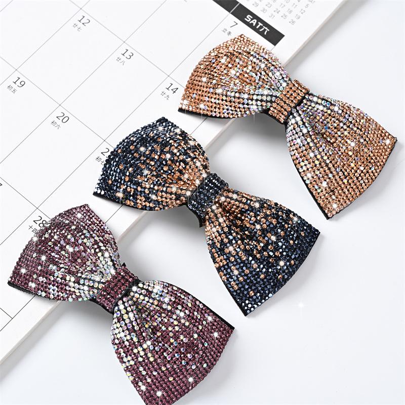 Štrasová mašlička do vlasů: Korejská spona do vlasů v jiskřivém stylu, elegantní čelenka pro celebrity.