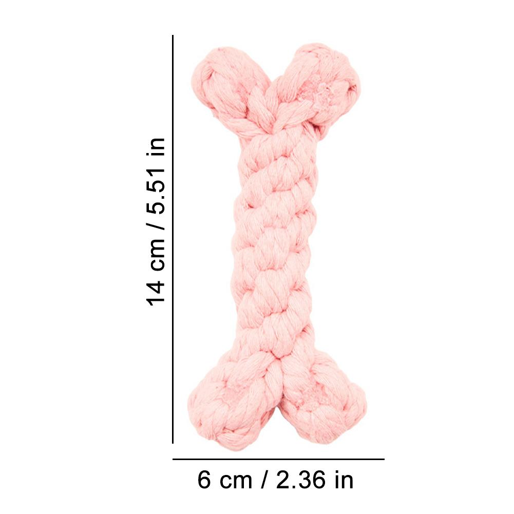 Cotton Rope Dog Toy Bone Shaped Puppy Teething Chew Toy Natural Cotton Thread Braided Rope Toy For Small Dogs Teething Cleaning