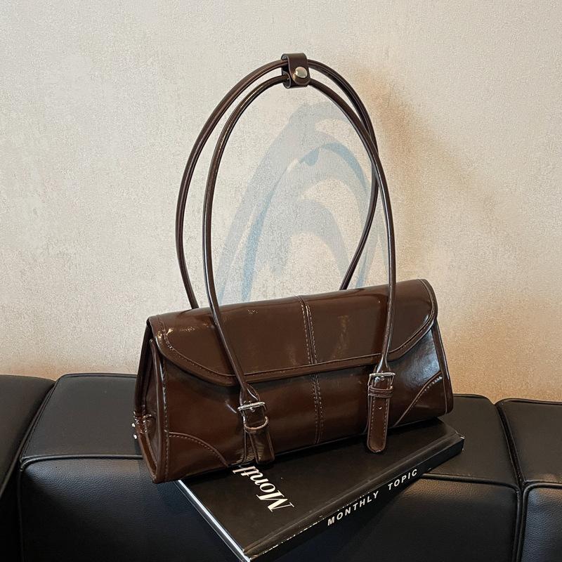 

Женская сумка под мышкой 2025 осень и зима новая модная ретро текстура сумка на плечо универсальная высококлассная популярная женская сумка темно-коричневого