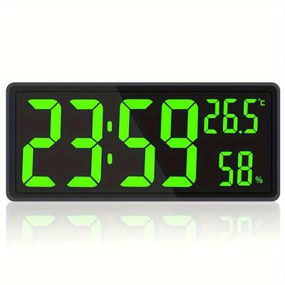 14.3 Inch Large Digital Wall Clock Temperature and Humidity Display Night Mode Table Clock 3 Display Modes 12/24H Electronic LED Clock