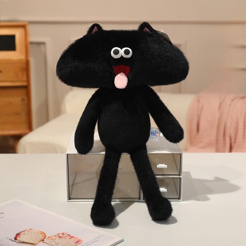 Super Soft Short Plush Frenchie Cat Plush Toy With Tongue Out Funny Design For Kids And Teens