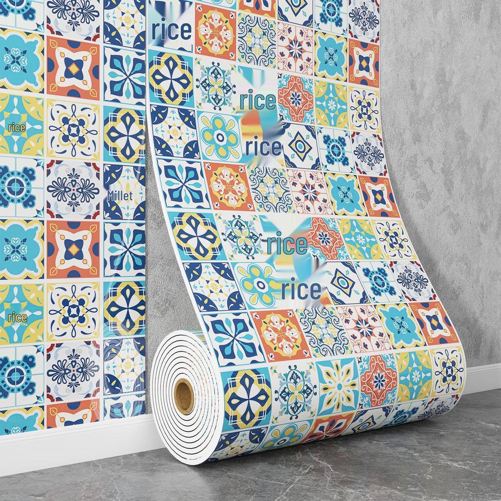 Self-Adhesive Waterproof Imitation Marble Tile Wall Sticker for Bathroom, Living Room, Kitchen, and TV Background.