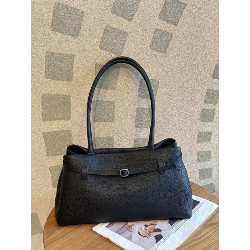 Genuine Leather Tote Bag With Lock Large Capacity Work Commuter Shoulder Women