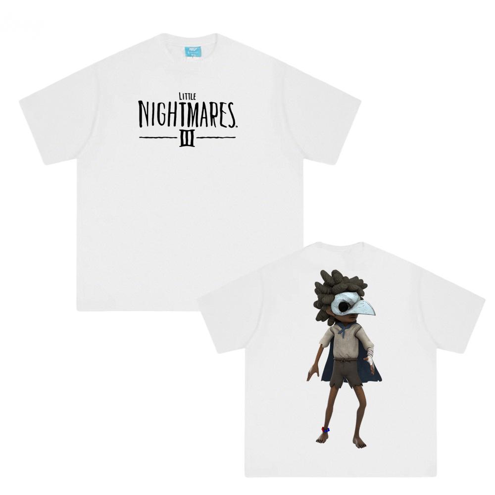 

Игровая футболка Little Nightmares 3 с принтом персонажа 100% Хлопок Летняя футболка с круглым вырезом Camisetas Manga XS белый