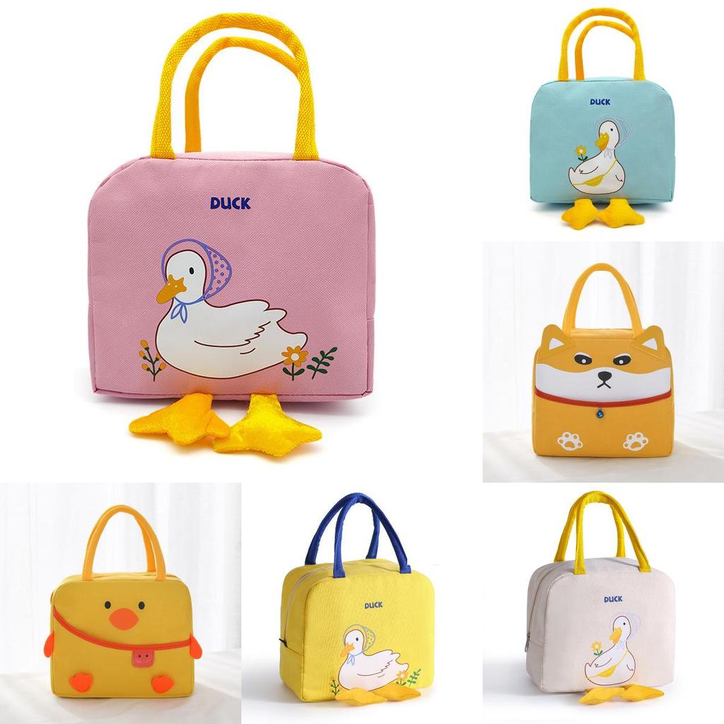 Fashionable Yellow Duck Bento Bag Polyester Cartoon Fun Lunch Bag For Students And Office Workers