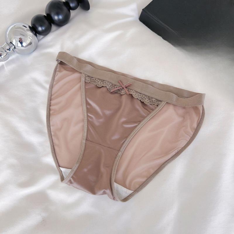 Braguitas de Malla de Cintura Media para Mujer con Abertura Alta de Satén y Encaje, Sexy, Cómodas, Transpirables, con Entrepierna de Algodón