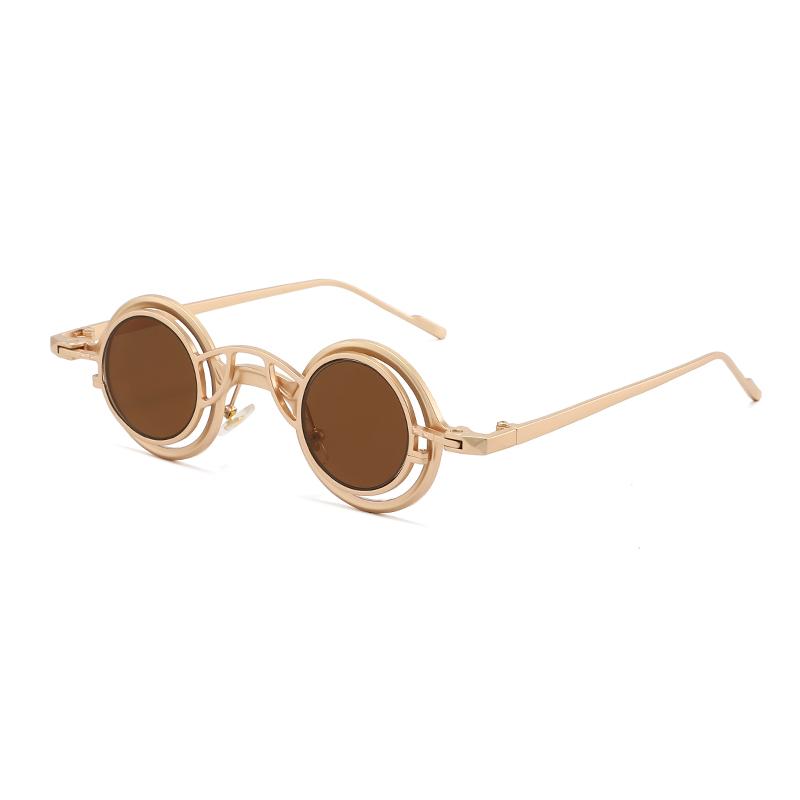 Retro Round Metal High-end Sunglasses for Men and Women Fashion Trendy Sunscreen Outdoor Sunshade UV Resistant Glasses