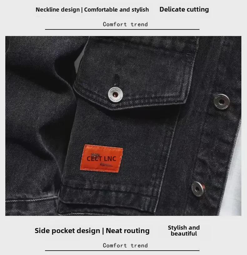 2022 Ιαπωνικό Μοντέρνο Τζάκετ Εργασίας Ντένιμ με Πέτο: Άνοιξη/Φθινόπωρο Χαλαρή Εφαρμογή με Πολλαπλές Τσέπες