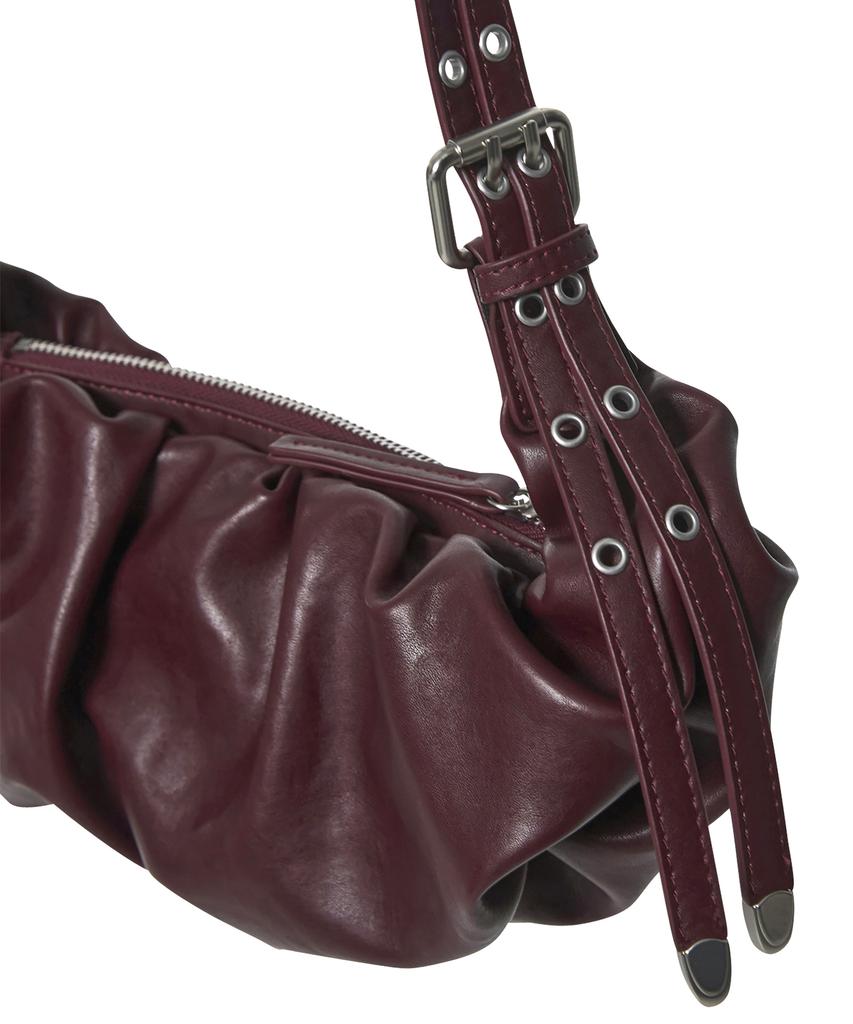 Flareup Draped Leather Bag (Fl-745_Burgundy)