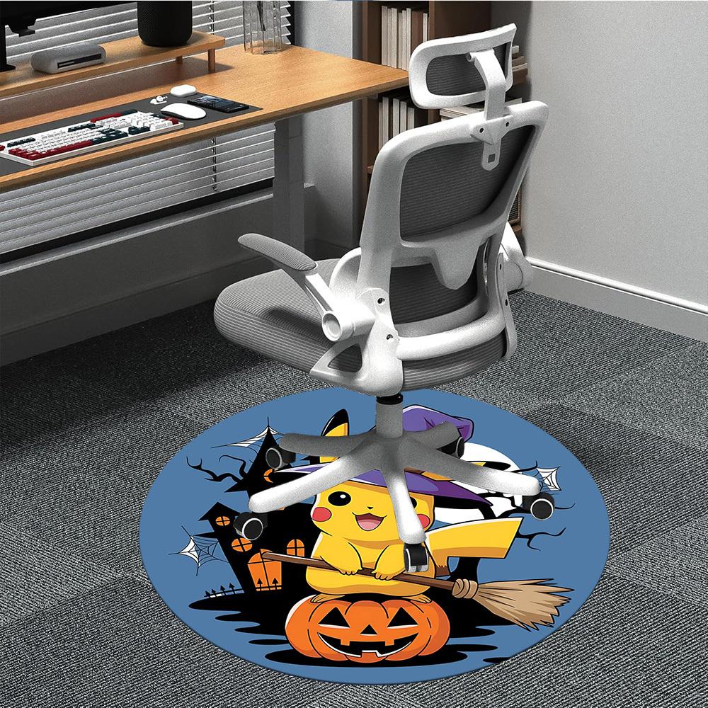 1pc Halloween Pikachu Office Round Area Rug, Under Office Chairs Bedroom Living Room Home Decor  a1022250