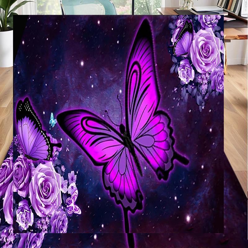 Purple Butterfly Garden Office Rug Chair Mat, Entryway Carpet, Suitable for Front Door, Bedroom, Living Room, Desk, Holiday Gift
