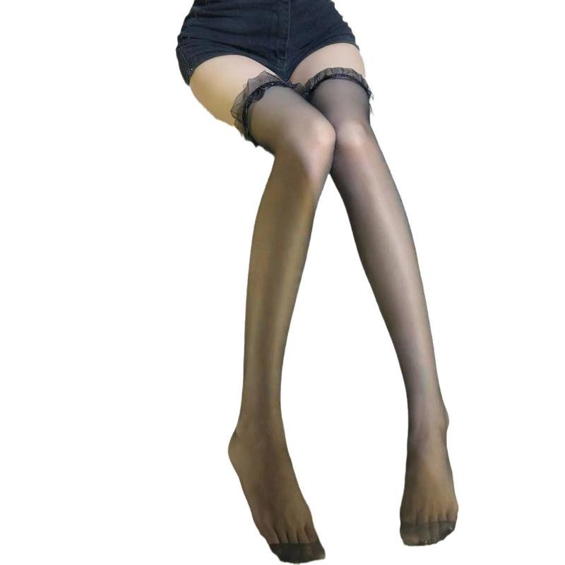 Sex Stockings High Tube Sexy Ultra-thin See-through Knee Socks Black Stockings Lace J Fungus Socks Hollow