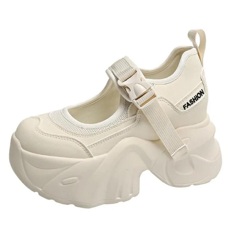 Fashion 7CM New Chunky Sneakers 2024 Autumn Casual Vulcanized Shoes Woman High Platform Breathable Mesh Sneakers Women Sports Dad Shoes