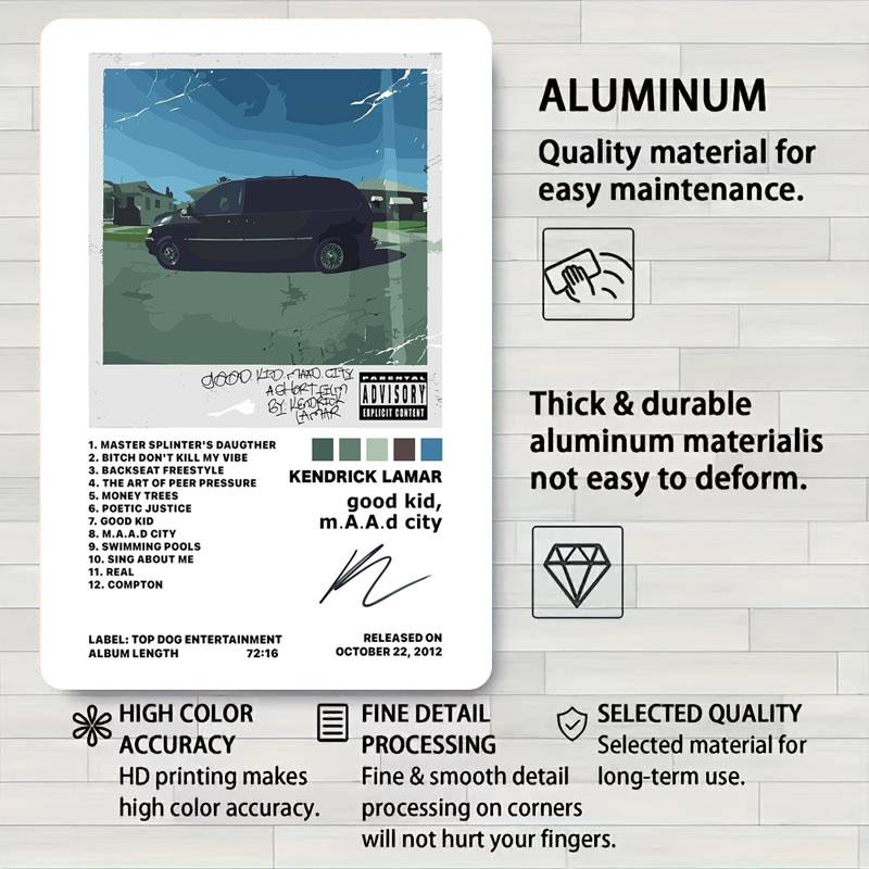 M.A.A.d City Tinplate Signs Music Poster Pictures Wall Decor Kendrick Lamar - Good Kid Home Decorations Custom Sign Wand Deko