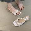Gentle Fairy Cool Slippers 2025 Summer French Sweet Elegant Lace Bow Silk Open-toed Sandals