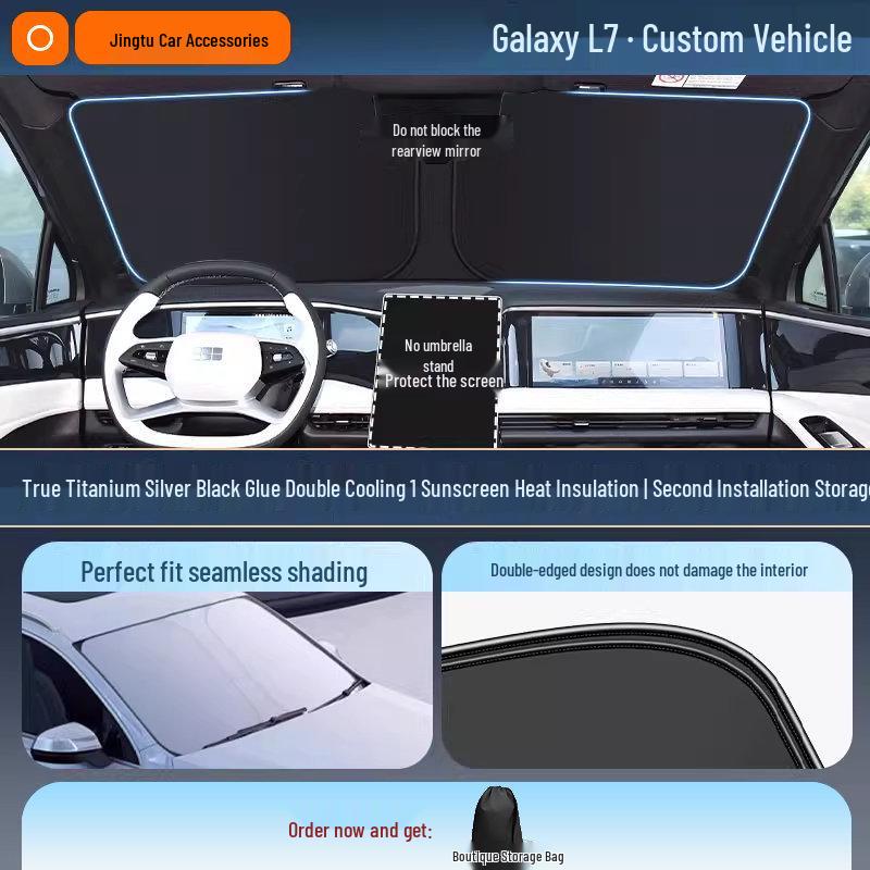 Geely Car Sunshade: Heat-Insulation Windshield Curtain for 25 Models, including Xingyue L, Xingyuan, Xingrui, Emgrand, Boyue L, and Panda MINI.