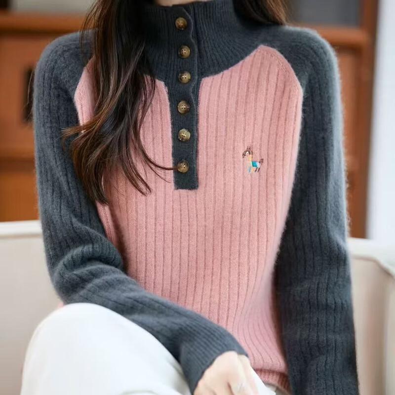 ZOSOUL Retro Collegiate Embroidered Wool Sweater