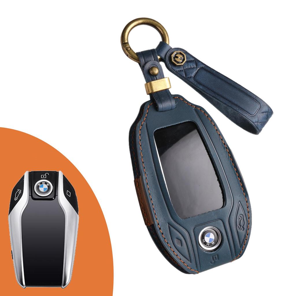 Full Leather LCD Key Cover for BMW 5 Series, 7 Series, and X3