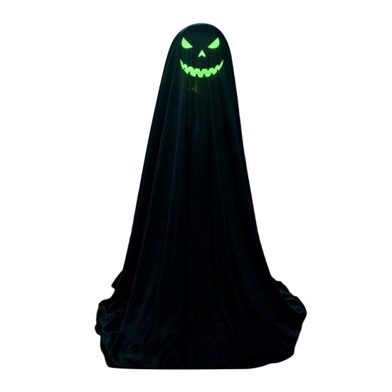 Halloween Ghost Decoration for Outdoor, Large Light Up Standing Ghost, Adjustable Spooky Black Ghost Decor for Porch, Yard Lawn