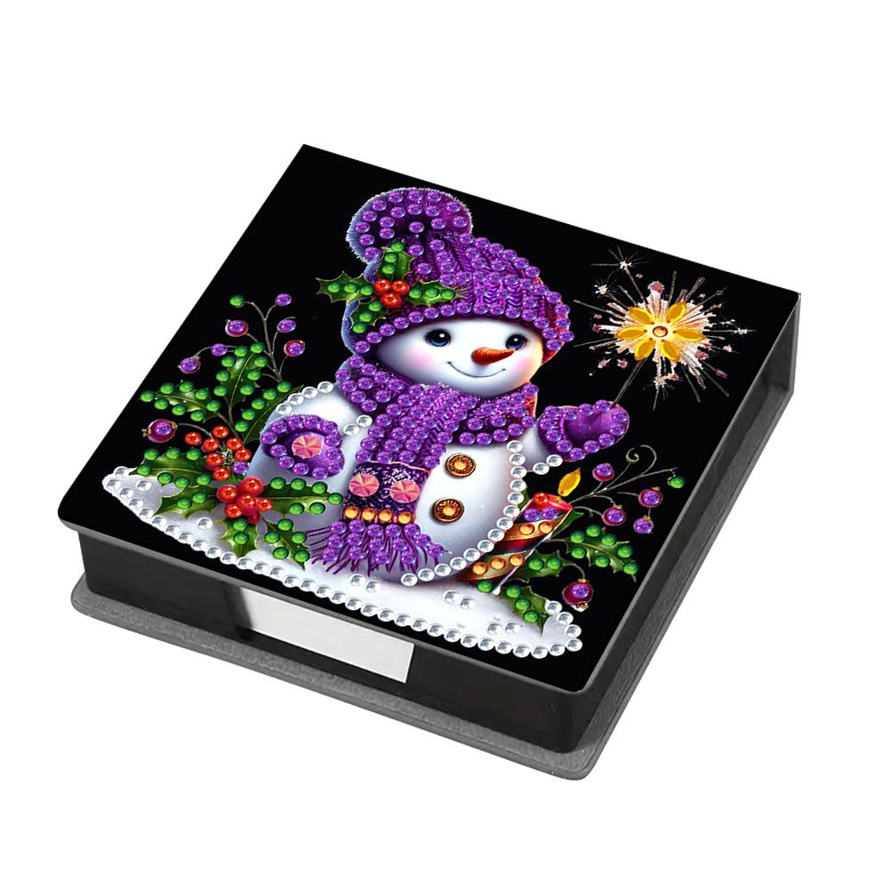 DIY Rhinestones Leather Gem Art Sticky Note Holder with 160 Sheets Paper Diamond Art Note Box Mosaic Kit for Desktop Decoration