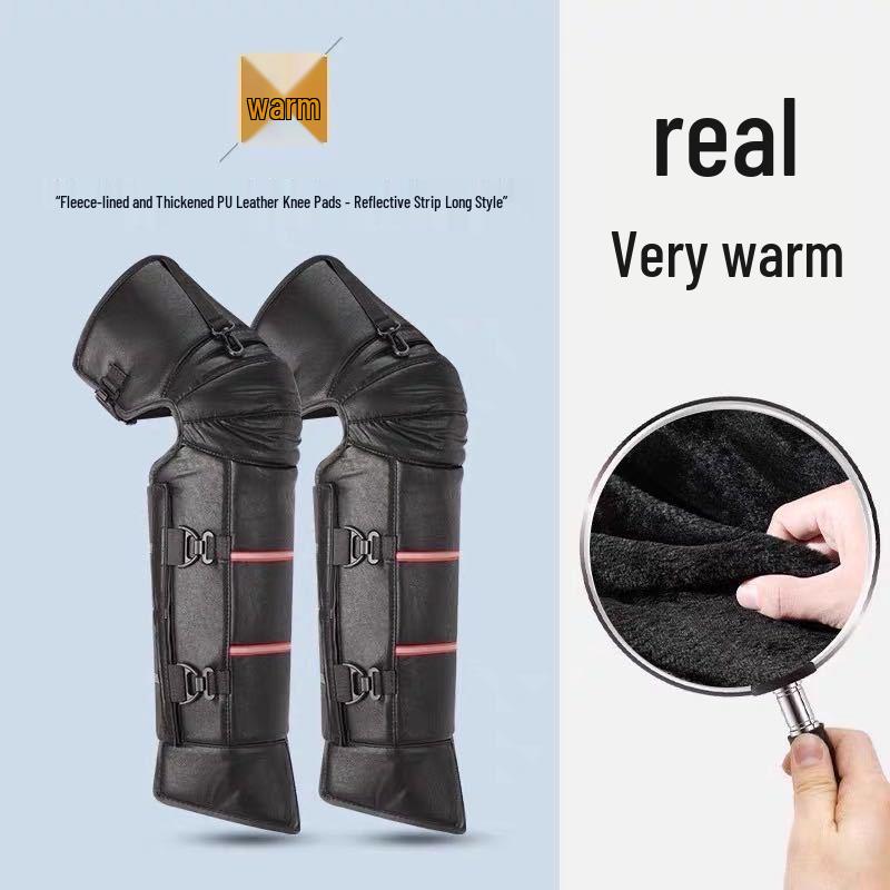 Unisex Winter Electric Motorcycle Knee Pads: Cold-Proof, Waterproof, Windproof, Thickened Fleece-Lined Leg Warmers for Riding