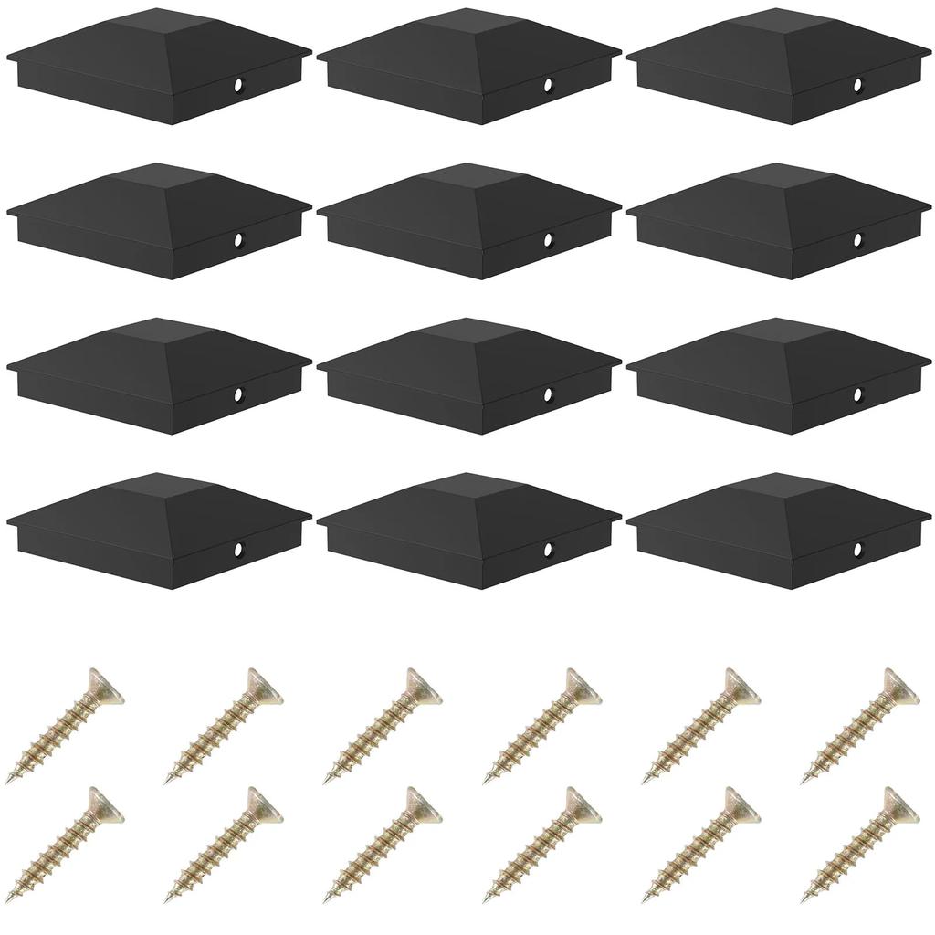 12Pcs Wood Fence Post Covers Sturdy Plastic Deck Post Cover Waterproof Heat Resistanc Deck Post Caps for Protecting Garden Fence