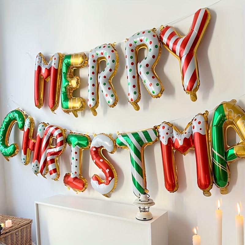 14pcs/set Merry Christmas Balloon Banner Set Aluminum Foil Balloon Christmas Party Decorations Festive Indoor Outdoor Decoration