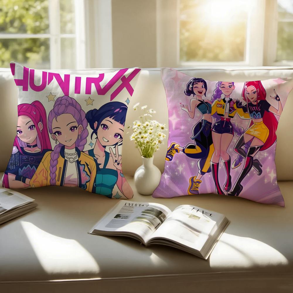 Popular Virtual American Band HHUNTRX Cushion Cover Pillowcase Antidustmite Invisible Zipper Short Plush Sofa Cushion