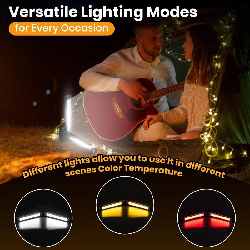 USB Rechargeable LED Work Light Foldable Flashlight with Magnetic Hanging Hook Type-C Charging Torch or Camping Car Repair