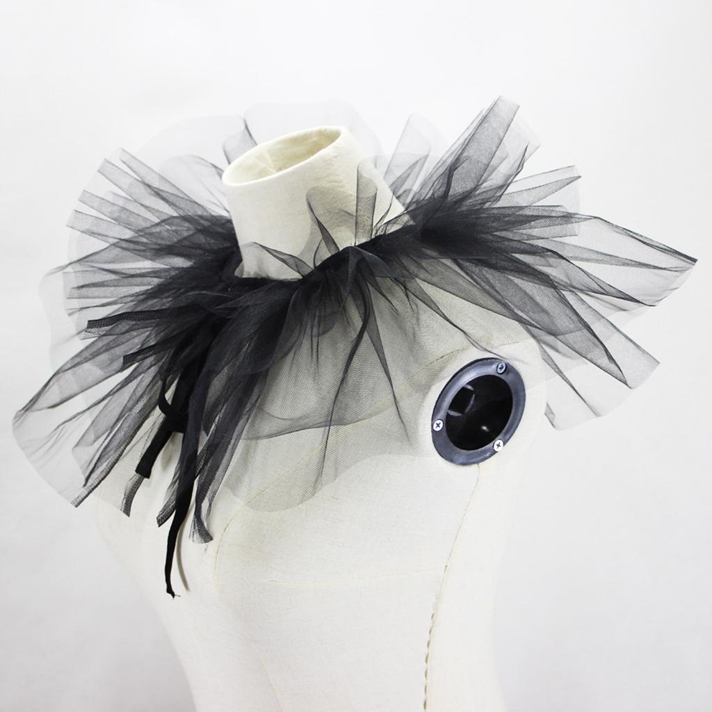 Renaissance Tulle Ruffled Neck Collar Clown Mesh Choker Ruffle Collar Medieval Victorian Style Costume Collar