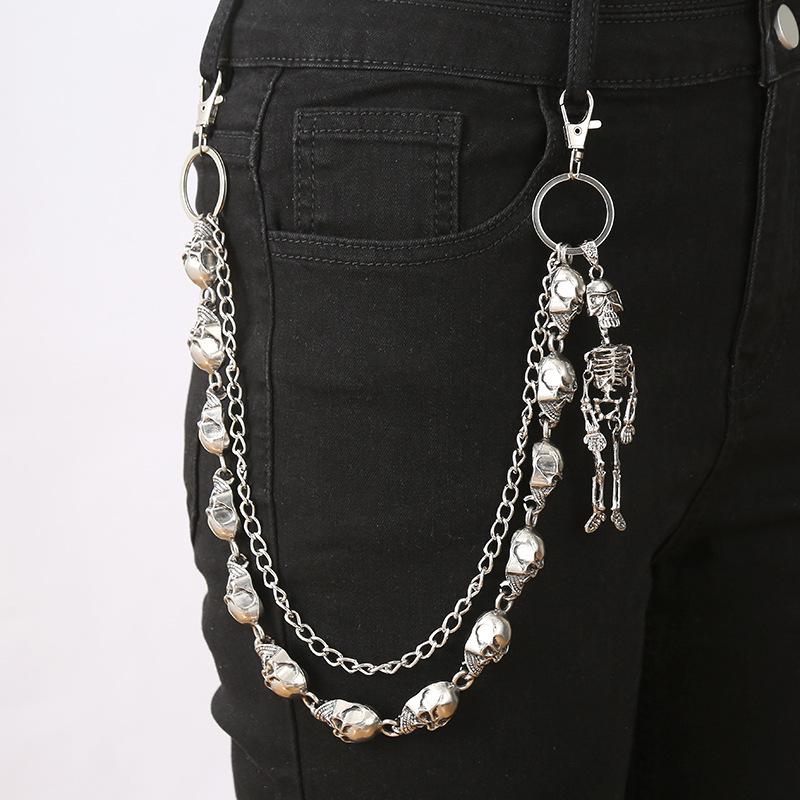Unisex Europäische Hip Hop Totenkopf Jeanskette - Trendige, Coole Accessoires für einen gewagten Stil