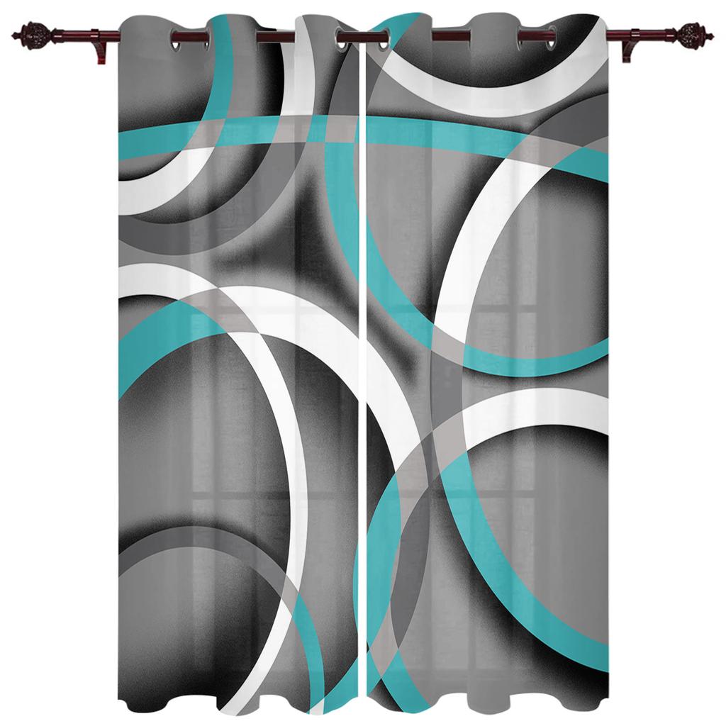 Circle Abstract Geometry Window Curtain Living Room Luxury Valance Curtain for Bedroom Home Kitchen Decor Curtain