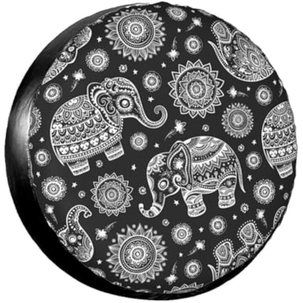 Boho Elephant Tire Cover Waterproof Spare Wheel Protector Universal Fit for RV Trailer SUV Truck