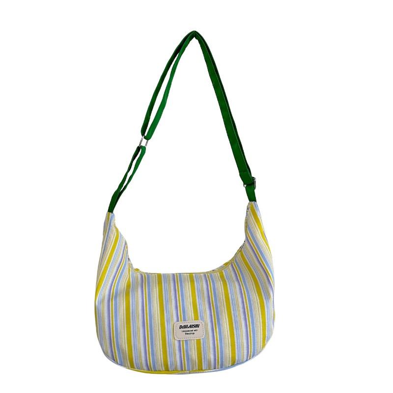 Canvas Bag Female Student Shoulder Dumpling Bag Trendy New Casual Commuting Versatile Messenger Crescent Bag