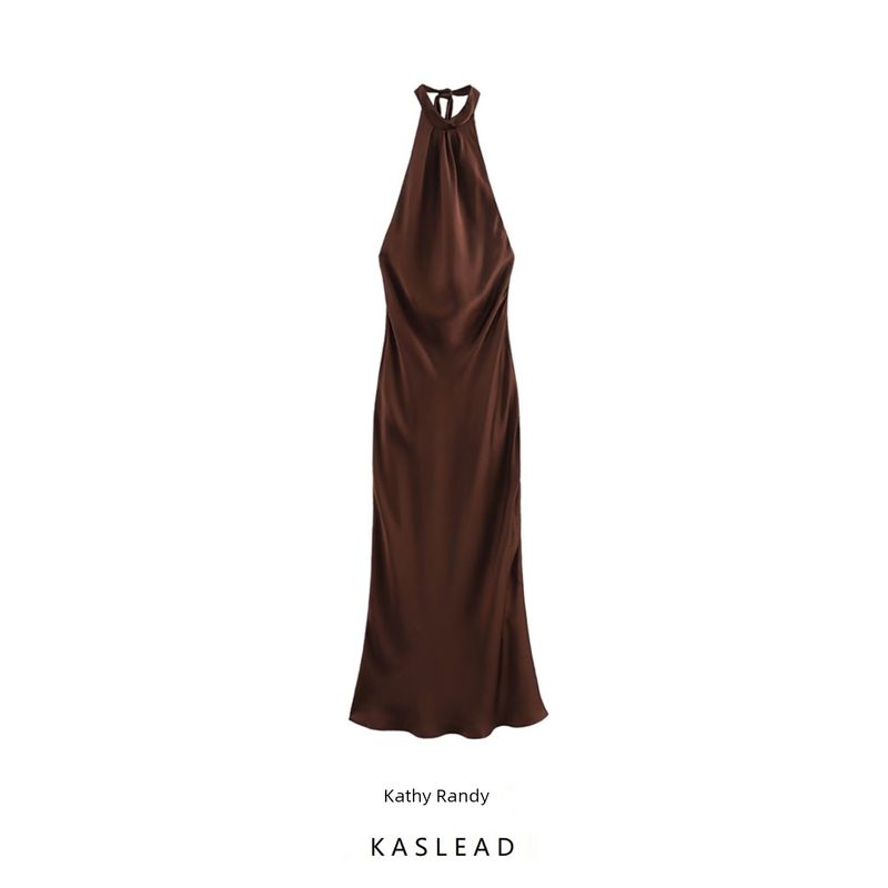 Kaslead New Arrival Women's Clothing Fashion Style Fashion Backless Silk Satin Texture Dress 3274548