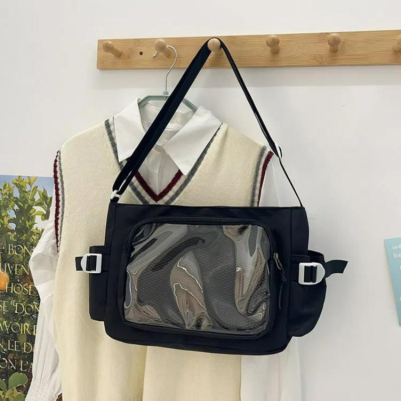 Preppy Style Candy Colour Cute Shoulder Bag Anime Expo Transparent Badge Display Messenger Bag Women Doll Itabag Crossbody Bag