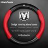 Dodge Steering Wheel Cover - Genuine Leather & Carbon Fiber, Universal Fit for All Seasons