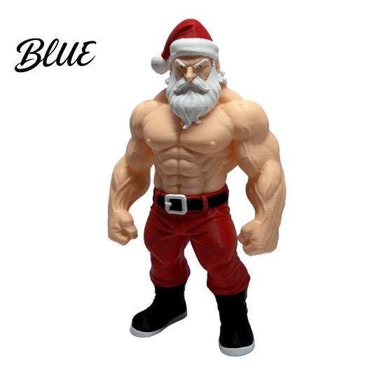 Christmas Desk Decorations 3D Printed Fitness Santa Claus Figurine Muscular Statue Funny Secret Office Presents Creative Sports Figure Desktop