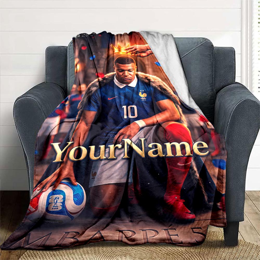Mbappe Text Decke Geschenk Personalisierte Decke Warme Dekoration für Picknicks Bett Büro Sofa Vier Jahreszeiten Universell