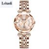 Elegant Ladies' Quartz Watch with Diamond Accents, Durable Glass, and Steel Band