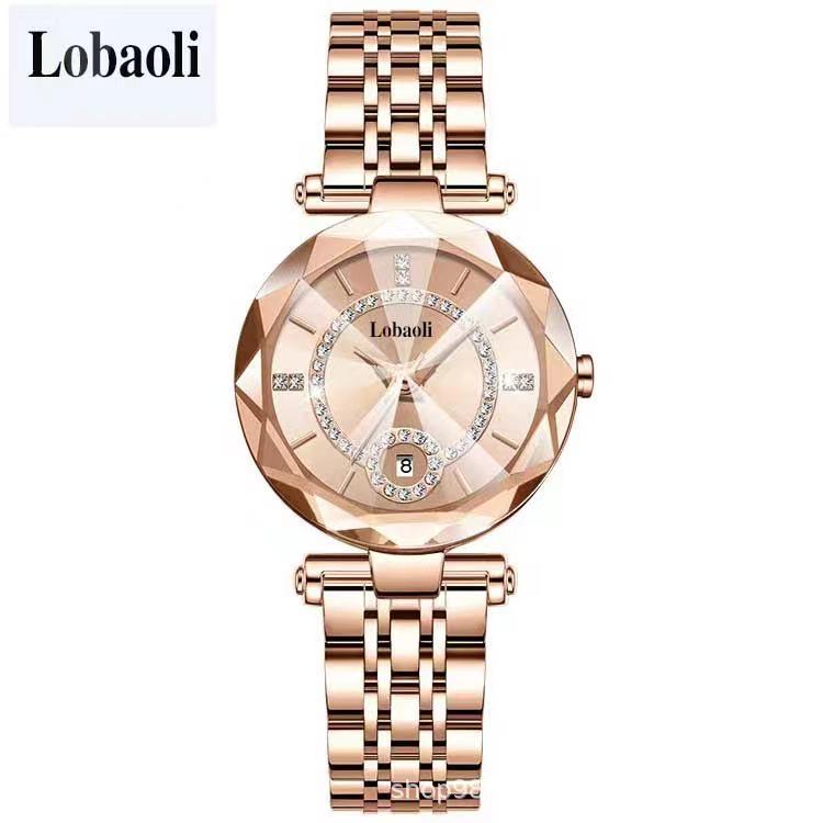 Elegant Ladies' Quartz Watch with Diamond Accents, Durable Glass, and Steel Band