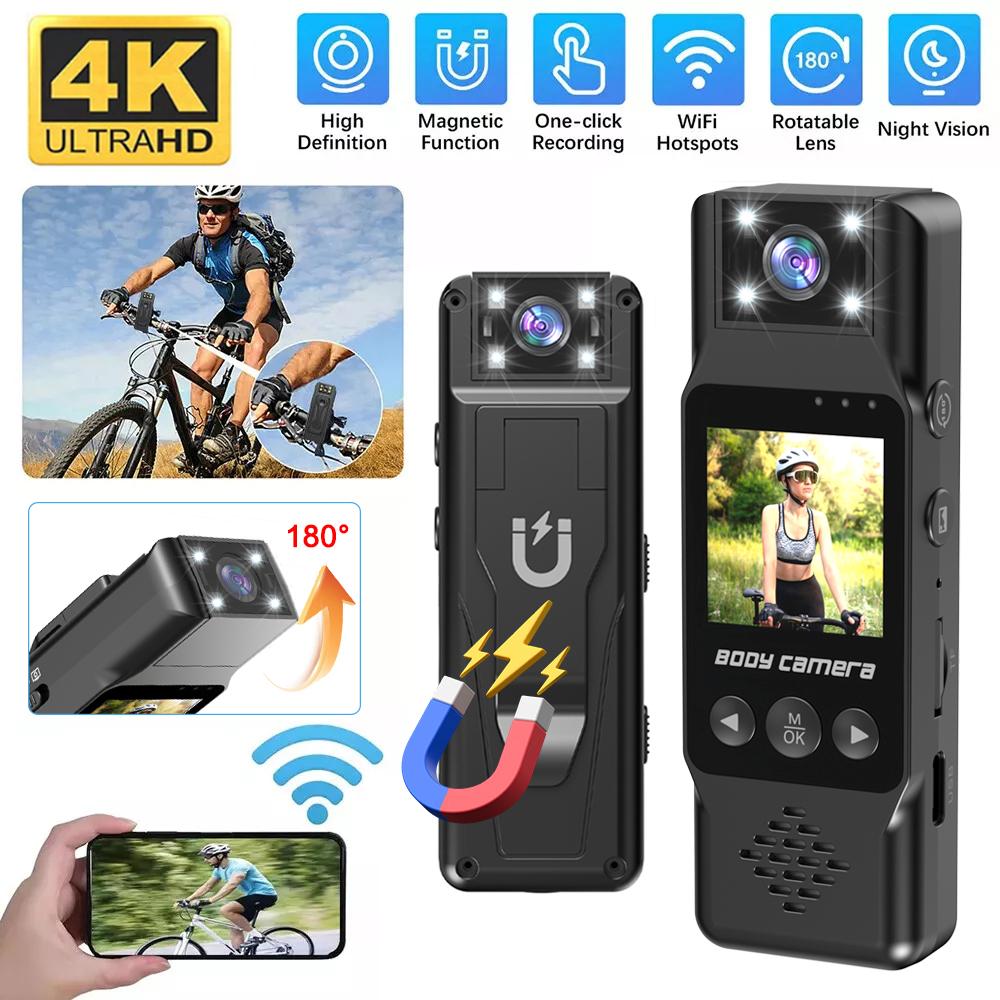 

HD 4K Нова міні-камера Wi-Fi Екшн-камера з детектором руху 1080P Портативний цифровий відеореєстратор Зношена натільна камера DVR нічного бачення Without TF Card